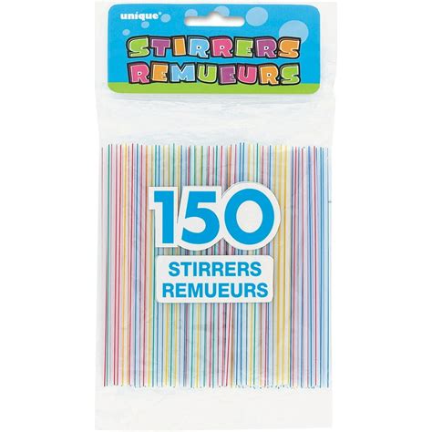 Striped Plastic Drink & Coffee Stirrers, Assorted Color, 150ct - Walmart.com - Walmart.com