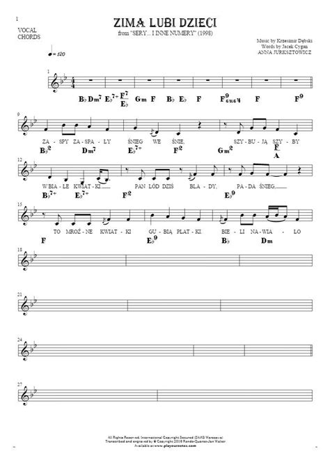 Zima lubi dzieci sheet music by Anna Jurksztowicz. From album Sery... i ...