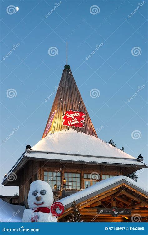 Santa Claus Office in Santa Village Finnish Lapland Scandinavia Sunset ...