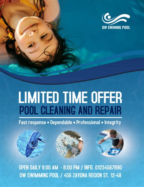 Swimming Pool Cleaning Service Flyer Template | PosterMyWall