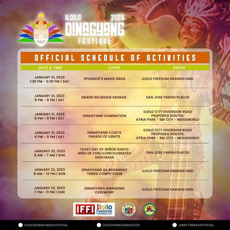 Dinagyang 2023 Official Schedule Of Events: Grand Opening Salvo ...