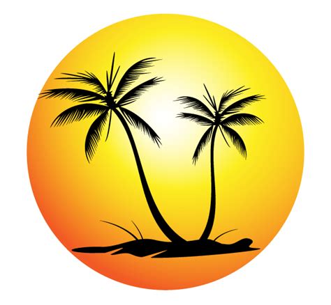 Free Tropical Beach with Palm Trees Vector Image | Palm tree vector, Sunset canvas painting ...