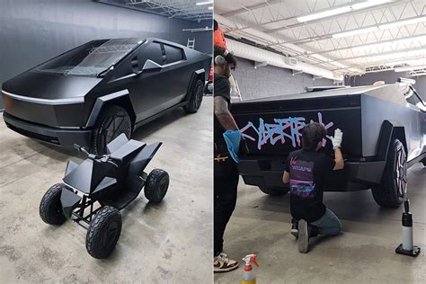 Tesla Cybertruck and Cyberquad for Kids Get Wrapped in Matte Black for Art Basel - The Flighter