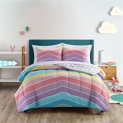 Heritage Club Rainbow Bright Stripe 7 Piece Bed in a Bag Kids Bedding Set, Full, Multi-color ...