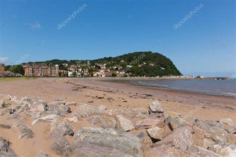 Minehead beach Somerset England uk in summer with blue sky on a beautiful day — Stock Photo ...