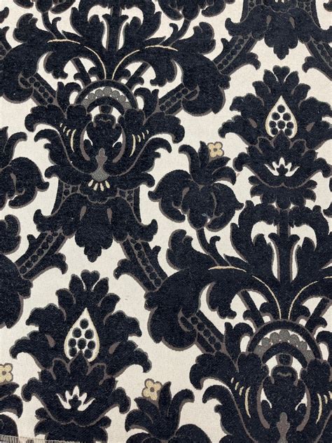 Black Damascus Fabric-damascus-black Damask Fabric-damask Fabric ...