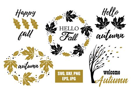 Fall leaves svg files for cricut,hello fall svg, (907338)