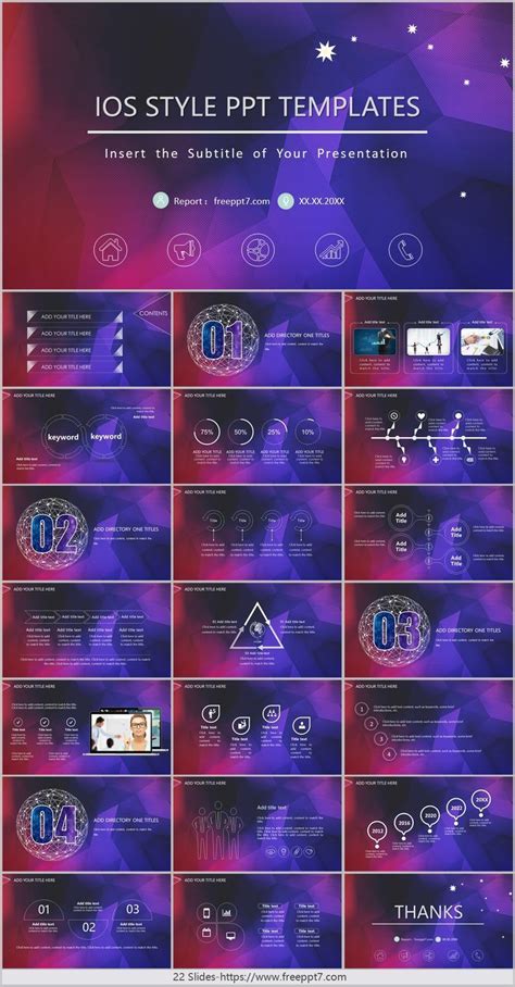 Purple iOS Style Business PowerPoint Templates & Google slides Business ...