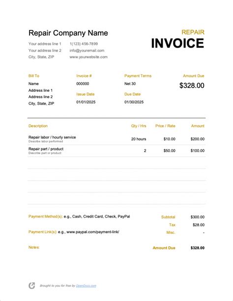 Home Repair Invoice Template Download Printable Pdf T - vrogue.co