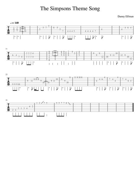 The Simpsons Theme Song Sheet music for Guitar (Solo) | Musescore.com