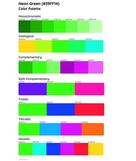 Neon Green color palettes - colorxs.com