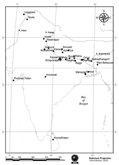 Map showing major archaeological sites of northern black polished ware... | Download Scientific ...