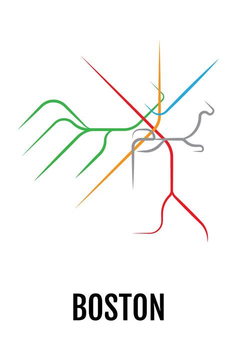 Boston Subway Map Print Boston T Transit Map Poster | Etsy