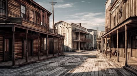 Street In An Old Western Town Background, 3d Illustration Rendering Of An Empty Street In An Old ...