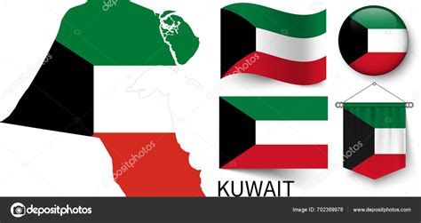 Various Patterns Kuwait National Flags Map Kuwait's Borders Stock ...