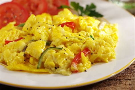 Scrambled Eggs with Green Onions and Tomatoes Recipe