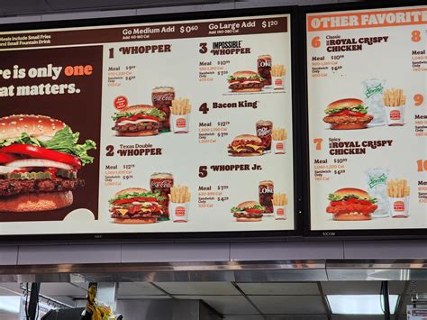 Texas double whopper meal and bacon king meal cost the same yet a bacon king sandwich is $2 ...