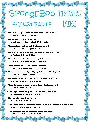 spongebob trivia is all about Spongebob and his fun time charactors