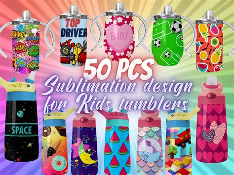 Kids Design bundle Kids tumbler sublimation design 12 oz Flip Top water ...