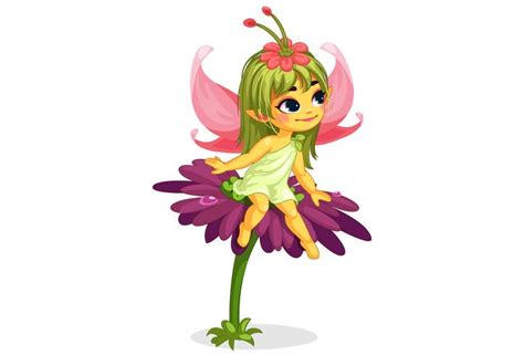 beautiful little flower fairy sitting on the flower 587662 Vector Art ...