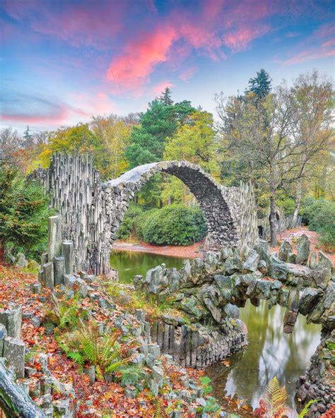 Fabulous Autumn Landscape in Azalea and Rhododendron Park Kromlau ...