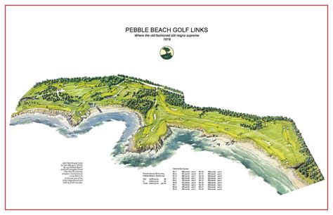 Pebble Beach - Vintage Golf Course Maps print (30" x 19") | eBay