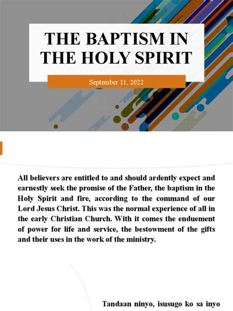 The Baptism in The Holy Spirit | PDF