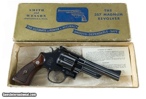 Smith & Wesson Pre Model 27 Original Box & Grips Rare 5" Mfd. 1954