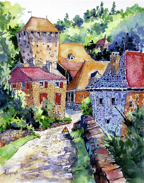 French Village Life Painting by Rae Andrews - Pixels