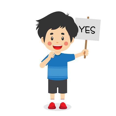 Cute Boy Carrying a Yes Sign 2270201 Vector Art at Vecteezy