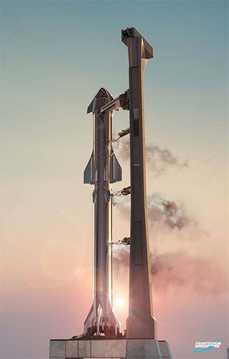 SpaceX Starship on launch pad by Gravitation Innovation | human Mars