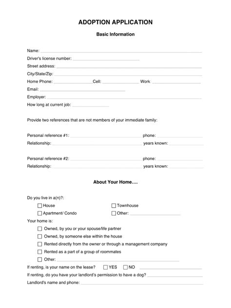 Pet Adoption Forms Printable - Printable Forms Free Online