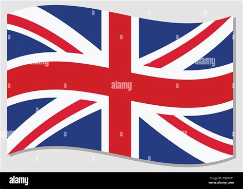 Waving flag of United Kingdom vector graphic. Waving British flag illustration. United Kingdom ...