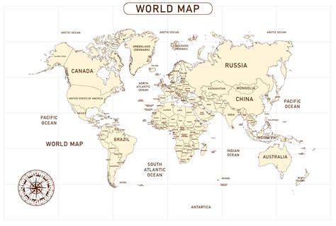 Labeled World Map - 10 Free PDF Printables | Printablee | World map ...