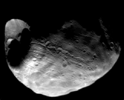 ESA - The giant Stickney crater on Phobos is clearly visible on this Viking image