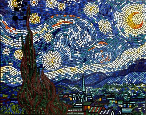 Am-gm05,Mosaico Abstracto,Mural Con Patrón De Noche Estrellada,Mosaico,Van Gogh,Mural - Buy ...