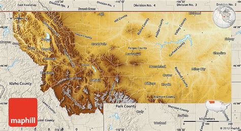 Laminated Map Large Detailed Elevation Map Of Montana State With Images