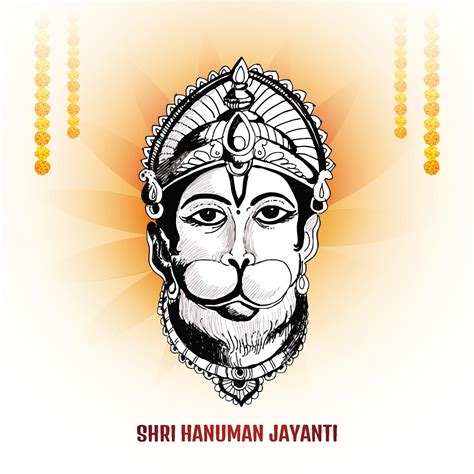 Hand draw hanuman face sketch for hanuman jayanti card background ...