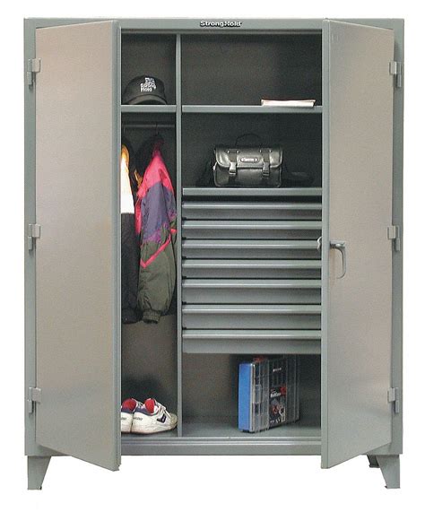 STRONG HOLD Heavy Duty Pegboard Cabinet, Dark Gray, 78 in H X 48 in W X 24 in D, Assembled ...