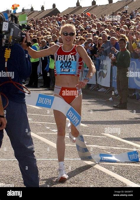 Paula Radcliffe after smashing the world half-marathon record, at the ...