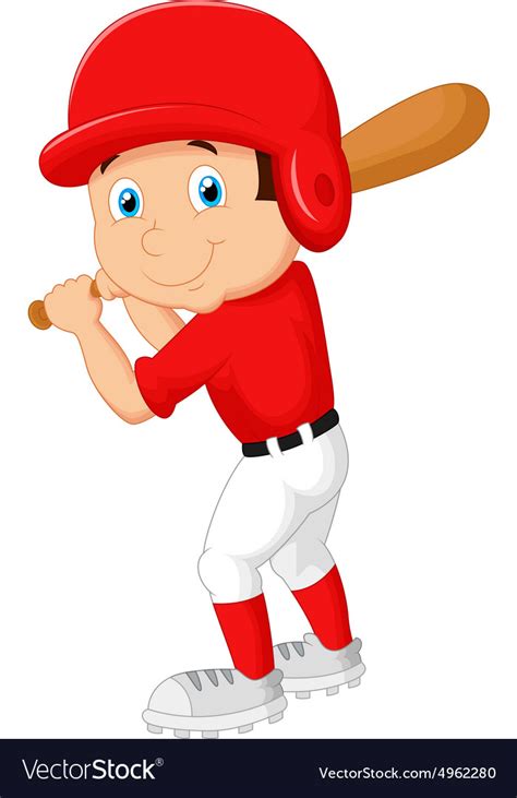 Cartoon boy playing baseball Royalty Free Vector Image