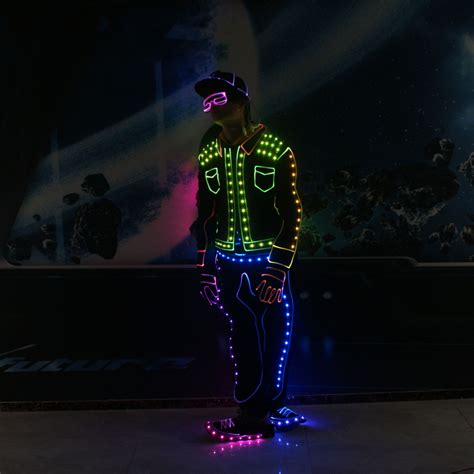 Led light programmable tron dance costumes