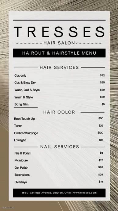 Hair Salon Menu Template For Your Needs