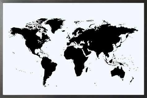 World Map Stencil in White Background Poster - Artdesign