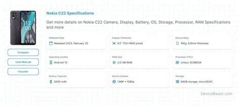 Nokia C22 Specifications | DeviceBeast.com