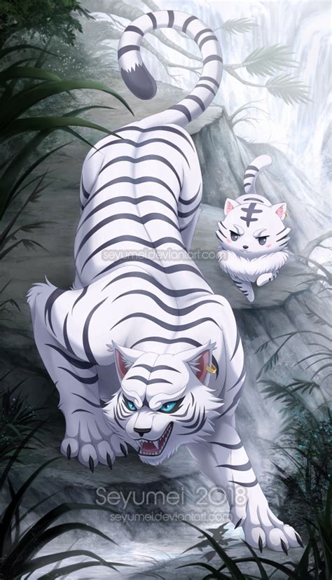 Com: Kohaku the White Tiger by Seyumei | Tiger art, Anime animals, Animal drawings