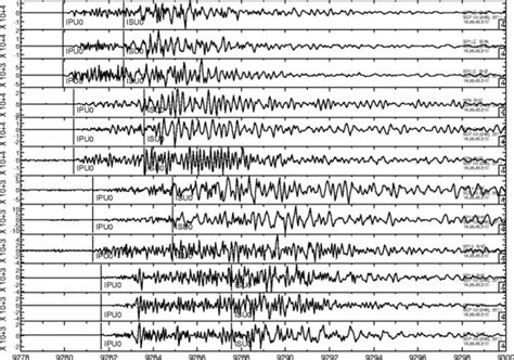 Seismogram examples of September 3th, 2011 event. From top to bottom ...