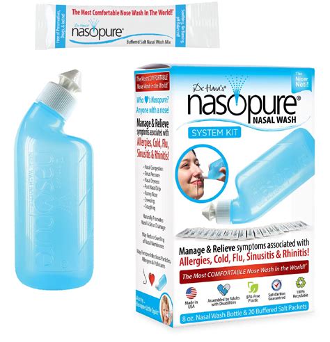 Buy Nasopure Nasal Wash, System Kit, “The Nicer Neti Pot” Sinus Wash Kit, Comfortable Nasal ...