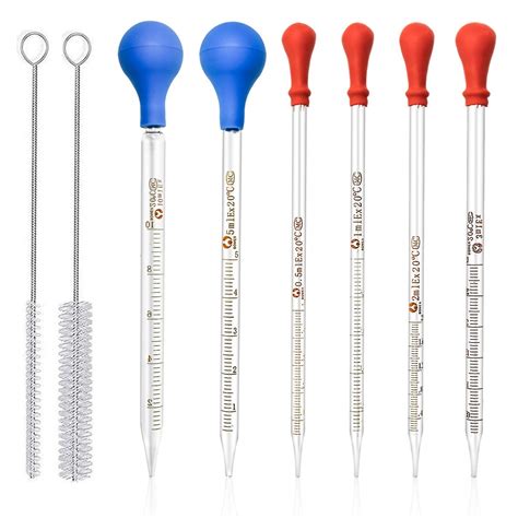 6 Pieces Glass Pipettes Graduated Dropper 0.5ml 1ml 2ml 3ml 5ml 10ml ...