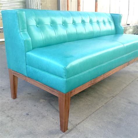 Custom Turquoise Leather Dining Banquette